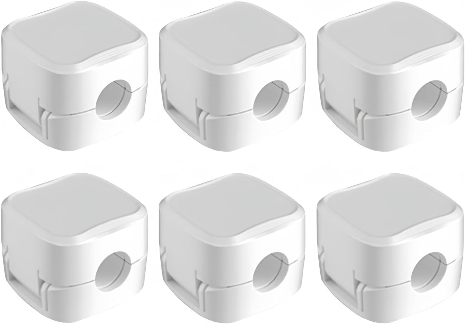 6 Pack Magnetic Cable Clips, Strong Acrylic Adhesive & One-Hand Snap Cord Holder for Desk, 0.3in Slot for USB-C HDMI Charger Cables, Wire Organizer for Home Office Nightstand, White