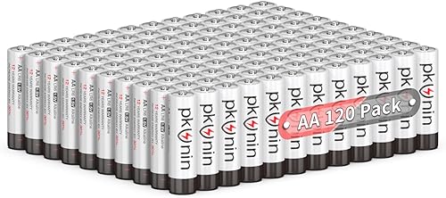 Ocvrszsw Paquete de 120 pilas alcalinas doble A de 1.5 V AA LR6, pilas AA tamaño AA, paquete de 120 pilas AA con diseño a prueba de fugas, 12 años