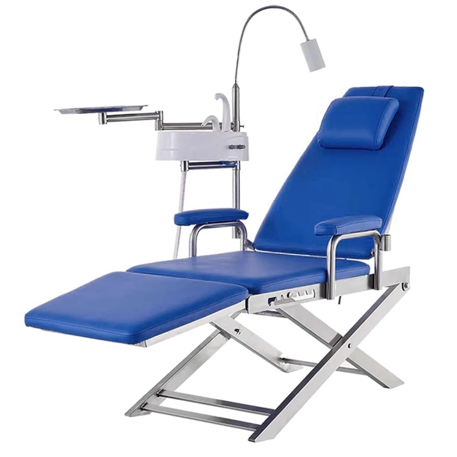 Przenośny fotel dentystyczny ze światłem LED, regulowany fotel z tacą i spluwaczką, lekki i łatwy do transportu do klinik i salonów