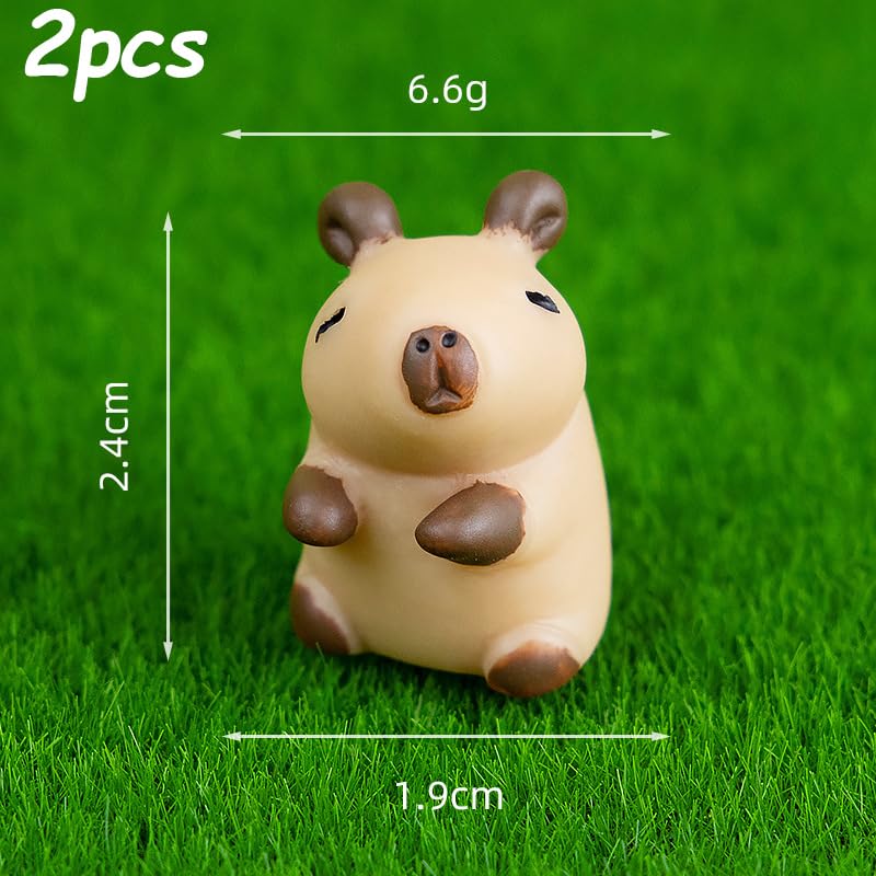 Eymobad 13 pezzi Mini Capybara in resina sintetica Capybara, decorazione per torte Capybara, accessori per feste Capybara, piante animali, capybara, giocattoli per paesaggi in miniatura, scrivania