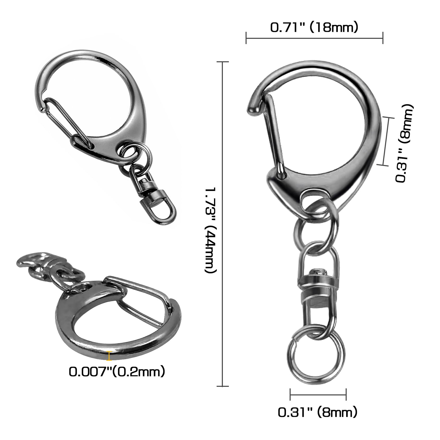 50 Stück Karabiner Haken Set - Metall D-Ring Clips Für Schlüssel & Makramee