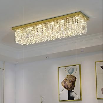 7PM Modern Rectangular Chandelier, 10-Light Dining Room