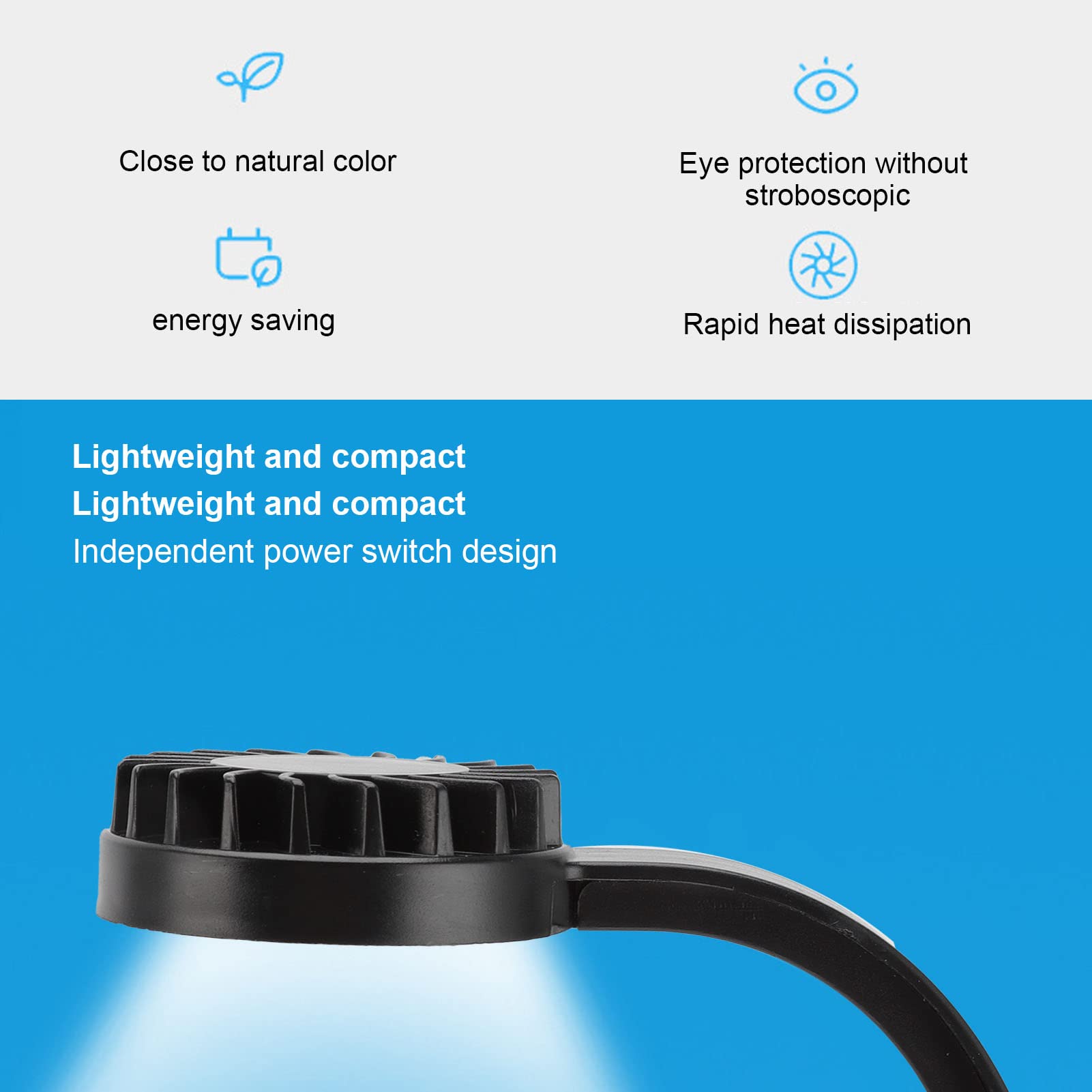 Lampka LED do Akwarium o Mocy 5 W, Wysoka Jasność, Lampa Klipsowa o Pełnym Działaniu, z Oddzielnym Wyłącznikiem Zasilania, Wielofunkcyjna do Akwariów o Pojemności