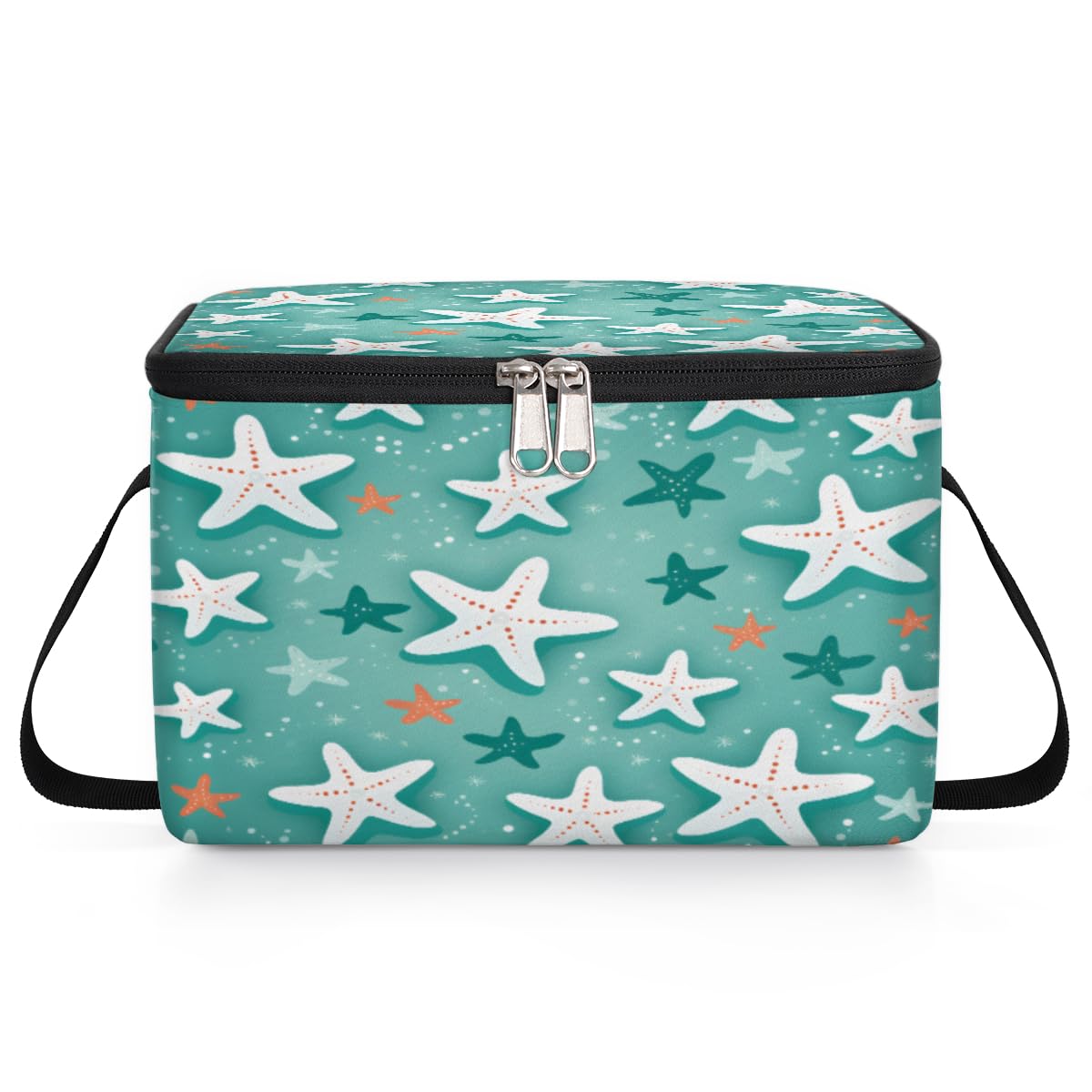 GzLeyigou Starfish Lunch Bags for Women Men 9 Cans, Hot & Cold Food Delivery Bag Insulated Grocery Bag Insulated Lunch Box Cartoon Starfishes Cooler Bag for Office Work Picnic Beach
