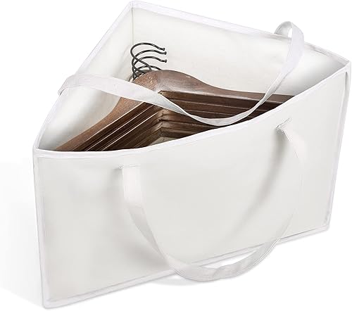 Bolsa plegable triangular con asas, organizadores que ahorran espacio, almacenamiento ordenado en armarios, 18 x 13 x 13.2 pulgadas, blanco,