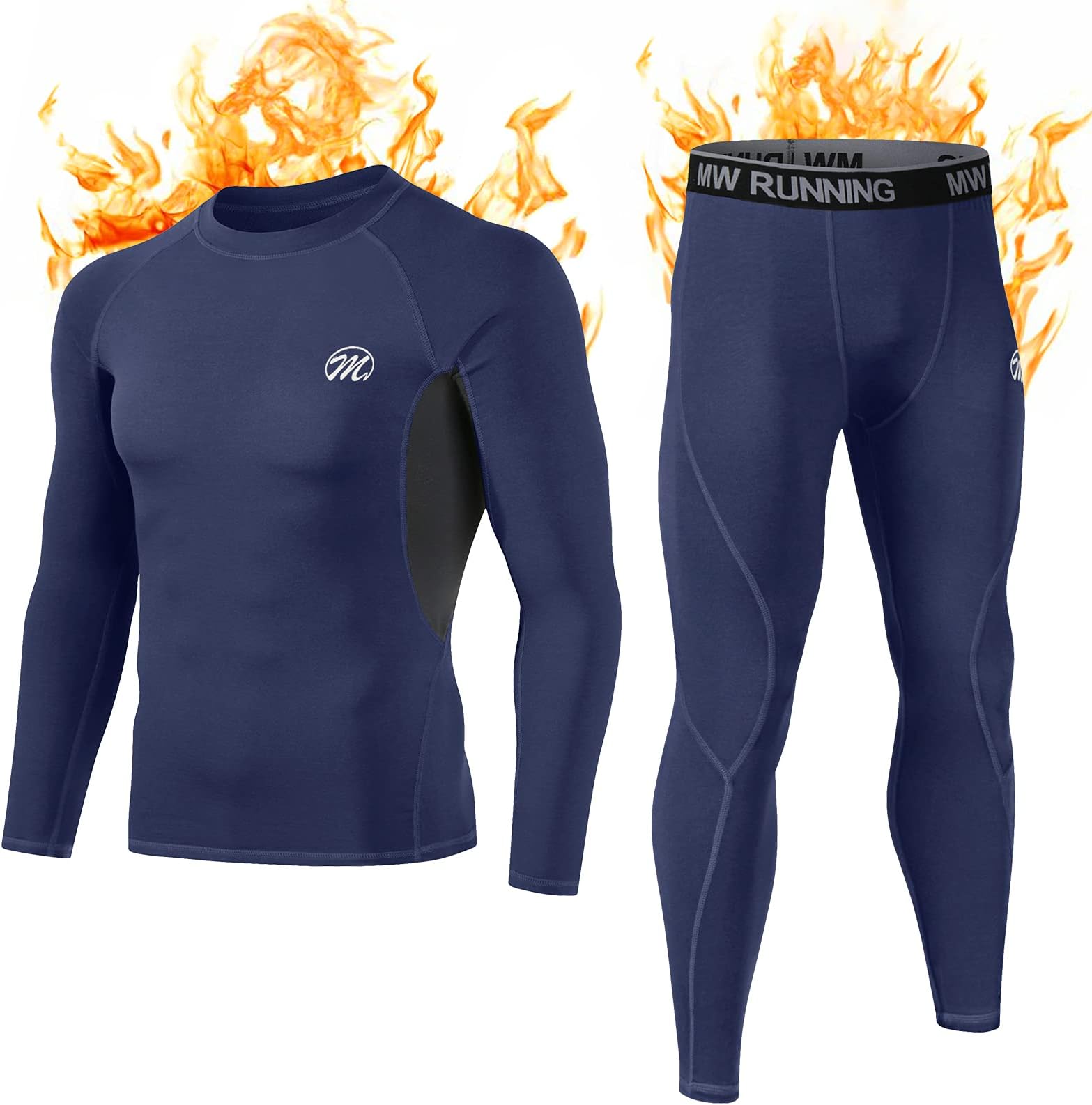 MEETWEEMen’s Thermal Underwear Set, Winter Long Sleeve Base Layer Quick Dry Long Johns Compression Suit for Workout Skiing Running Hiking
