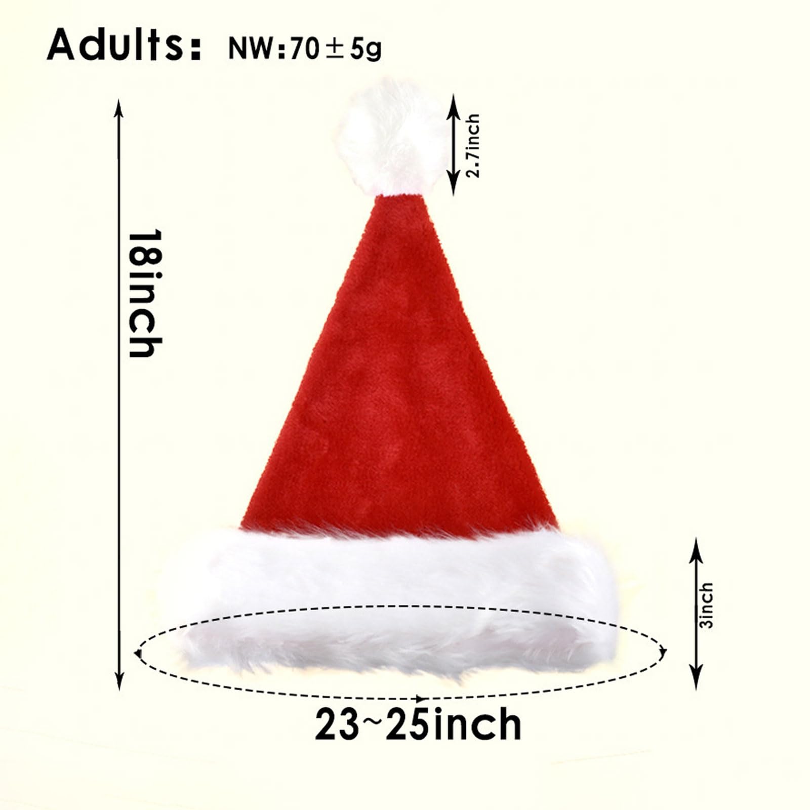 GWAWG Christmas Red Velvet Extra Thicken Holiday Headwea hat,Classic Plush Christmas Hat,Red Santa Thicken Comfortable Velvet Santa Claus hat for Unisex Soft Plush Classic Fur Xmas Holiday - Image 2