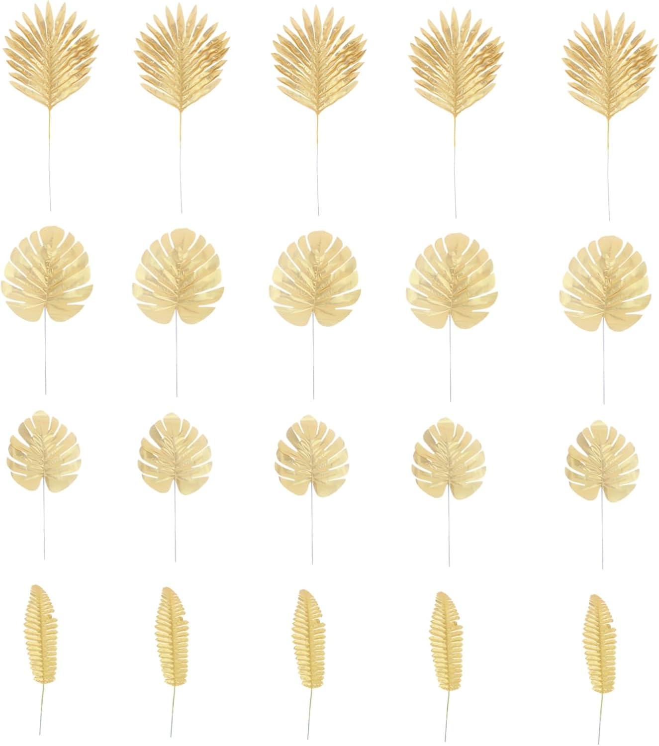 20pcs Artificial Leaves Picks for Home Decor and Weddings Faux Floral Arrangement for Evening Parties Style Decorative Bouquets Golden Finish