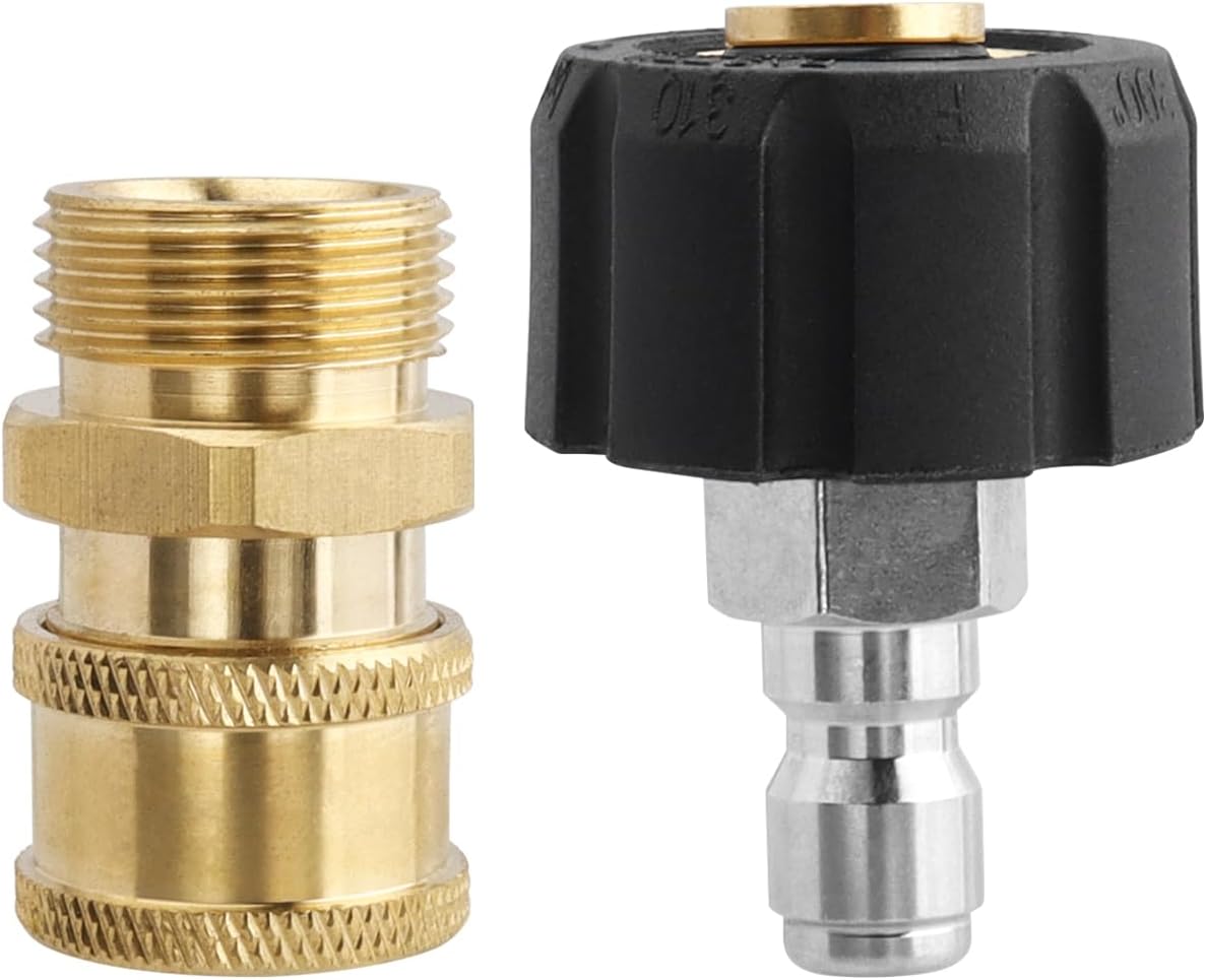Pressure Washer Adapter Set – M22 14mm to 1/4” Quick Connect Fittings, Heavy-Duty Brass & Stainless Steel Hose Adapter Fittings for High-Pressure Washers