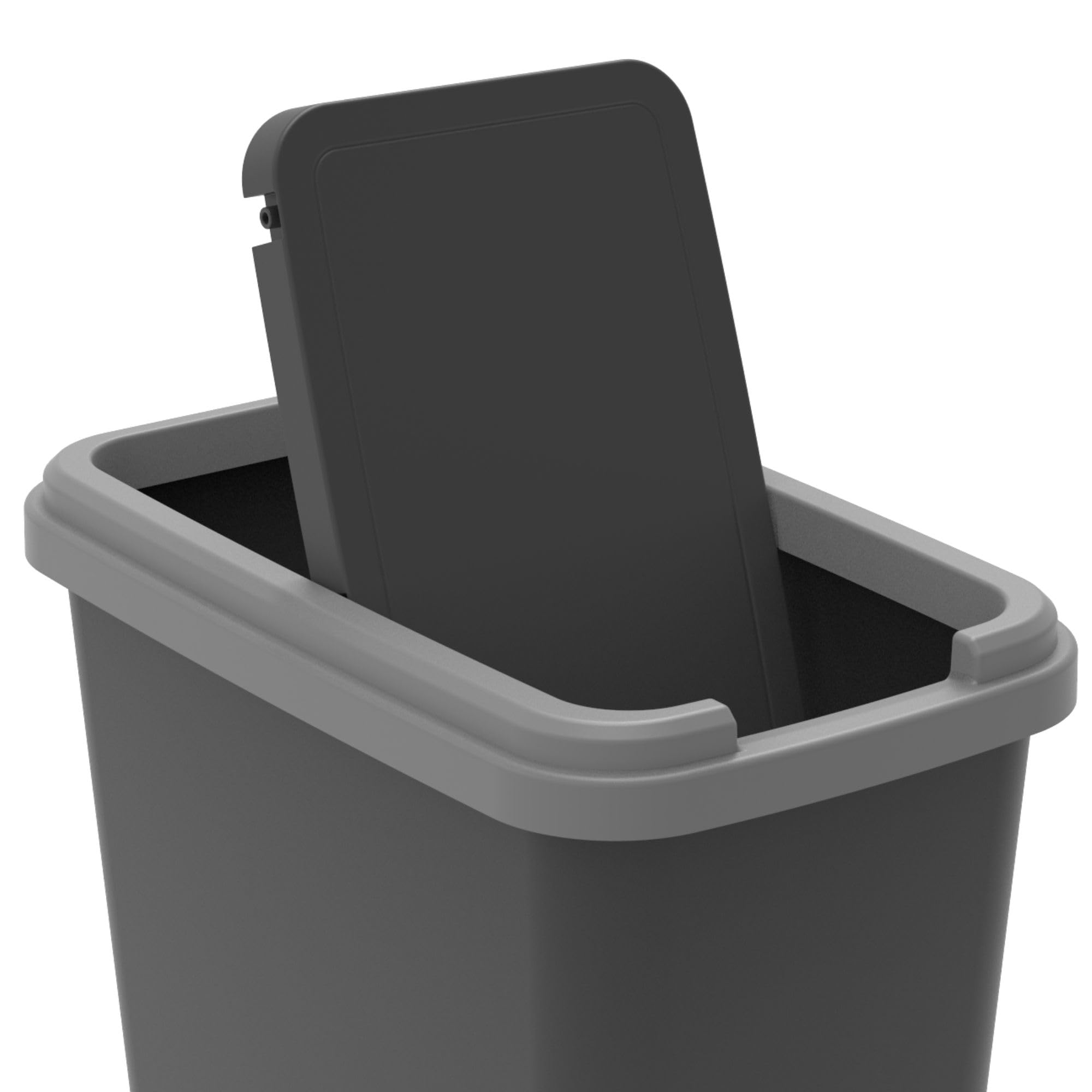SUNDIS Green Bin, pattumiere per raccolta, 25L, rettangolare, in plastica riciclata, coperchio incernierato o fisso, con adesivi, per cucina, ufficio, lavanderia, garage, officina