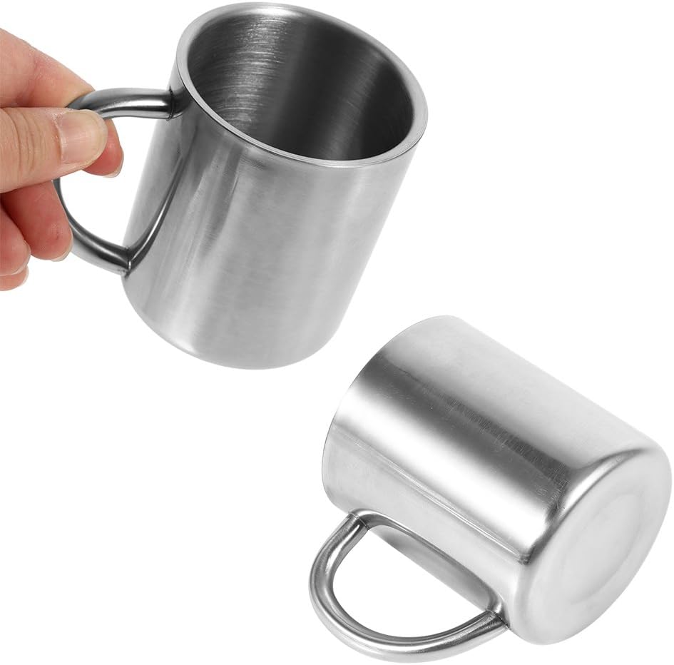 Stainless Steel Doubility Wall Mug Camping Travel Coffee Tea Cup Portable Durability 220ML