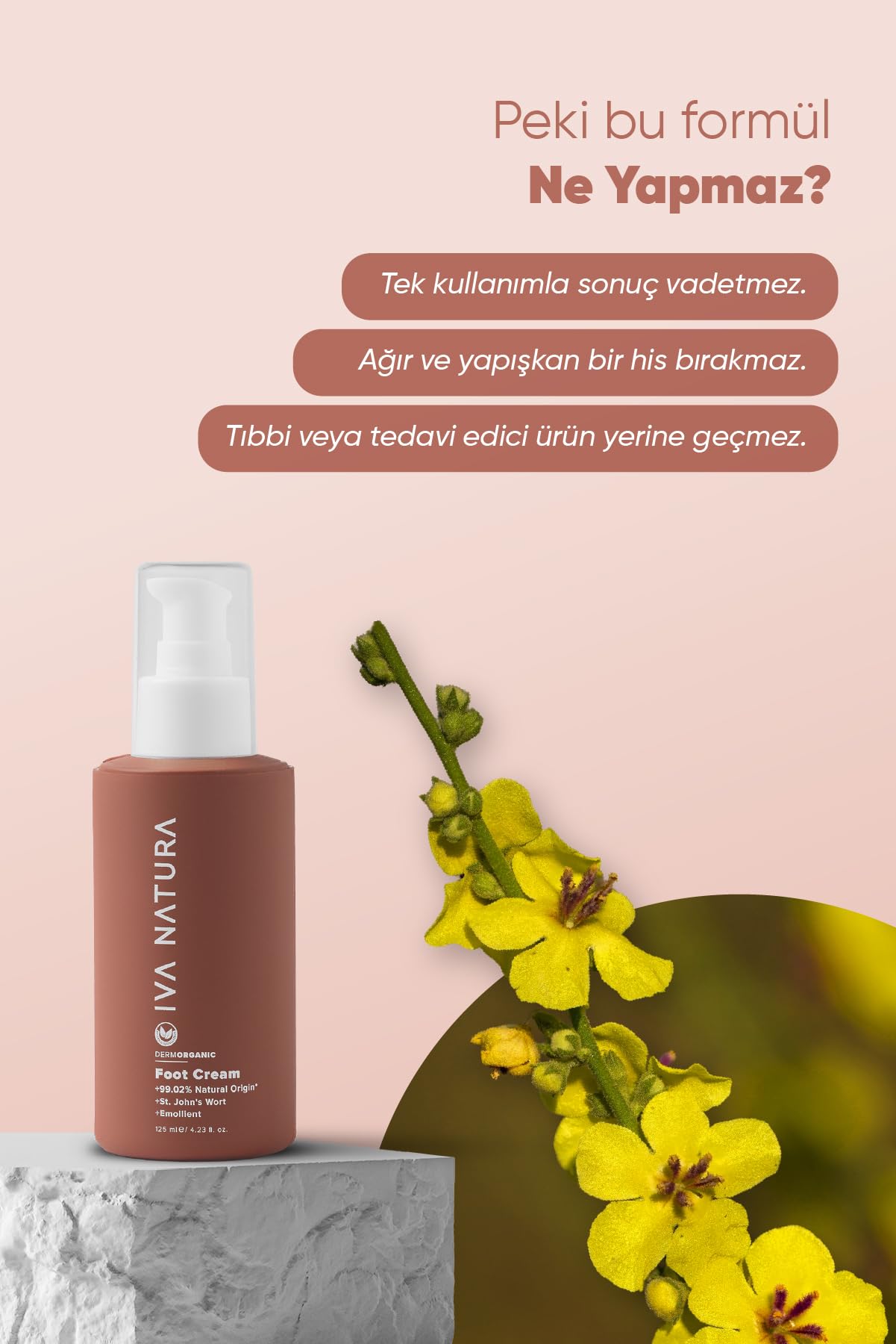 IVA NATURA Organik Yoğun Onarım Ayak Bakım Kremi Kantaron Özlü, Nemlendirici ve Yenileyici, Gluten ve Parabensiz, 125 M