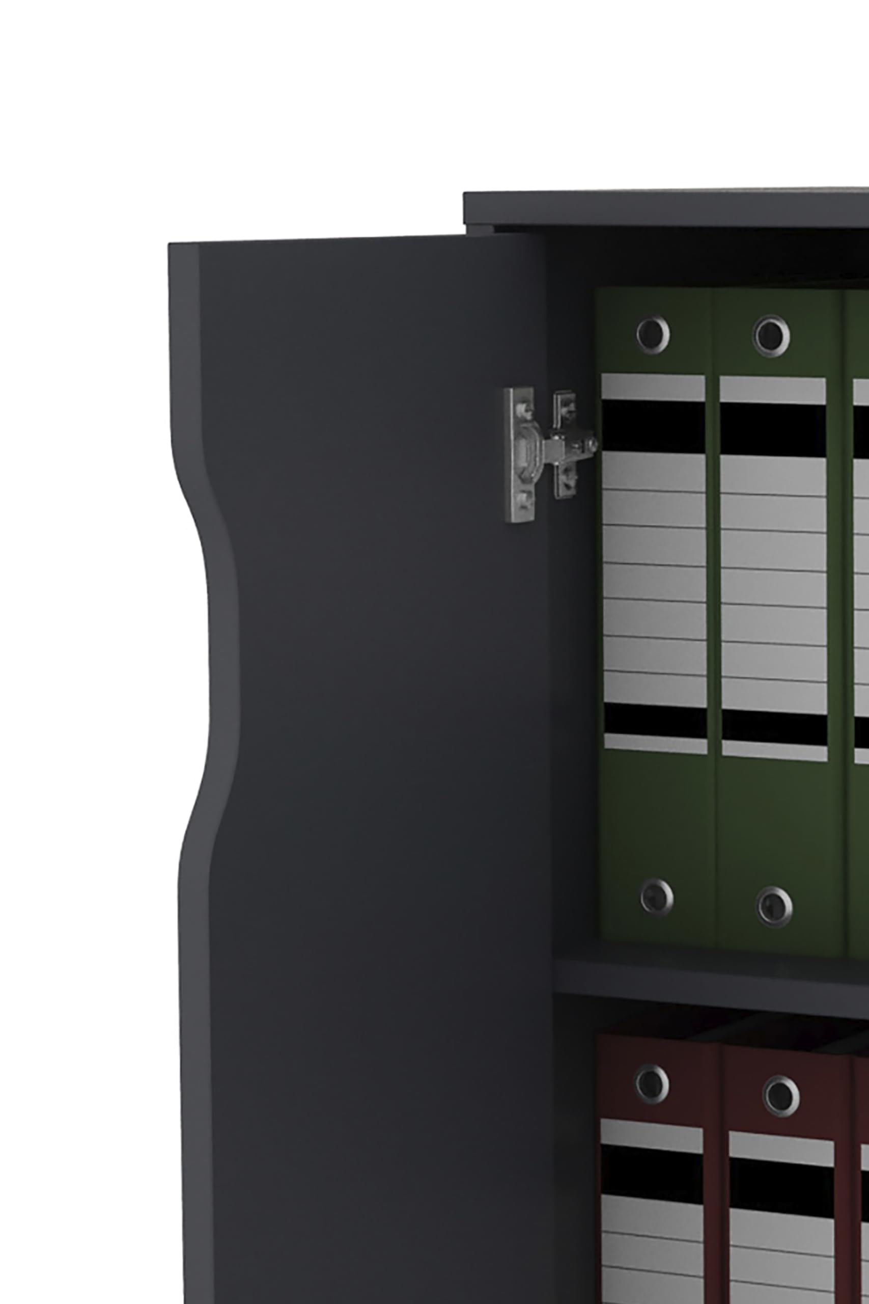 byLIVING Aktenschrank Belfast, 2 Türen, viel Stauraum, Melamin Anthrazit | B 60, H 76,5, T 37 cm