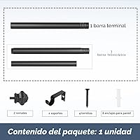 Vista 7 de Barras de cortina para ventanas de 35 a 47 pulgadas, barra de cortina negra mate de 5/8 pulgadas con soportes telescópicos ajustables