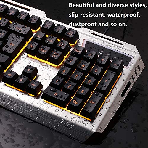 Image of Gaming-Lady Wired Gaming Keyboard and Mouse Combo with Orange Yellow LED Backlit,Dust and Dirt-Proof,Waterproof,Ergonomic Design,Mechanical Feeling,for Working and Prime Gaming