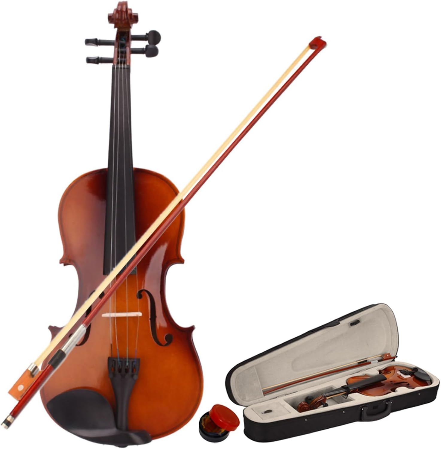 1/2 Acoustic Violin Set Full Size Violin with Case Bow Rosin Beginner Violin Vintage Wood Violin Starter Kit Handmade Acoustic Musical Instruments for Beginner Adult Boys Girls Student