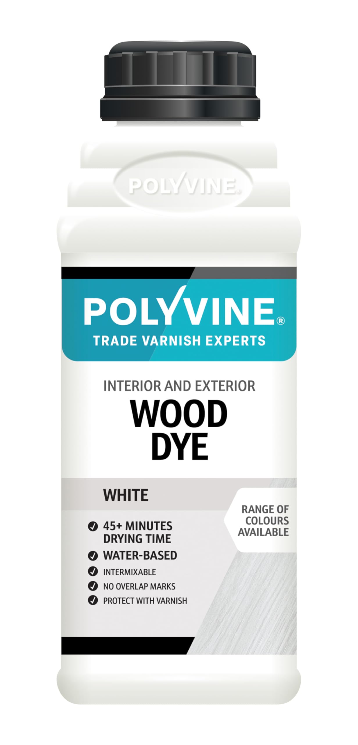 Polyvine Wood Dye – Interior Exterior Wood Colour Restorer – Quick Drying, Water Based Intermixable Woodwork Sealer Any Colour for Furniture, MDF, Ply, Hardwood, Softwood - White, 500ml