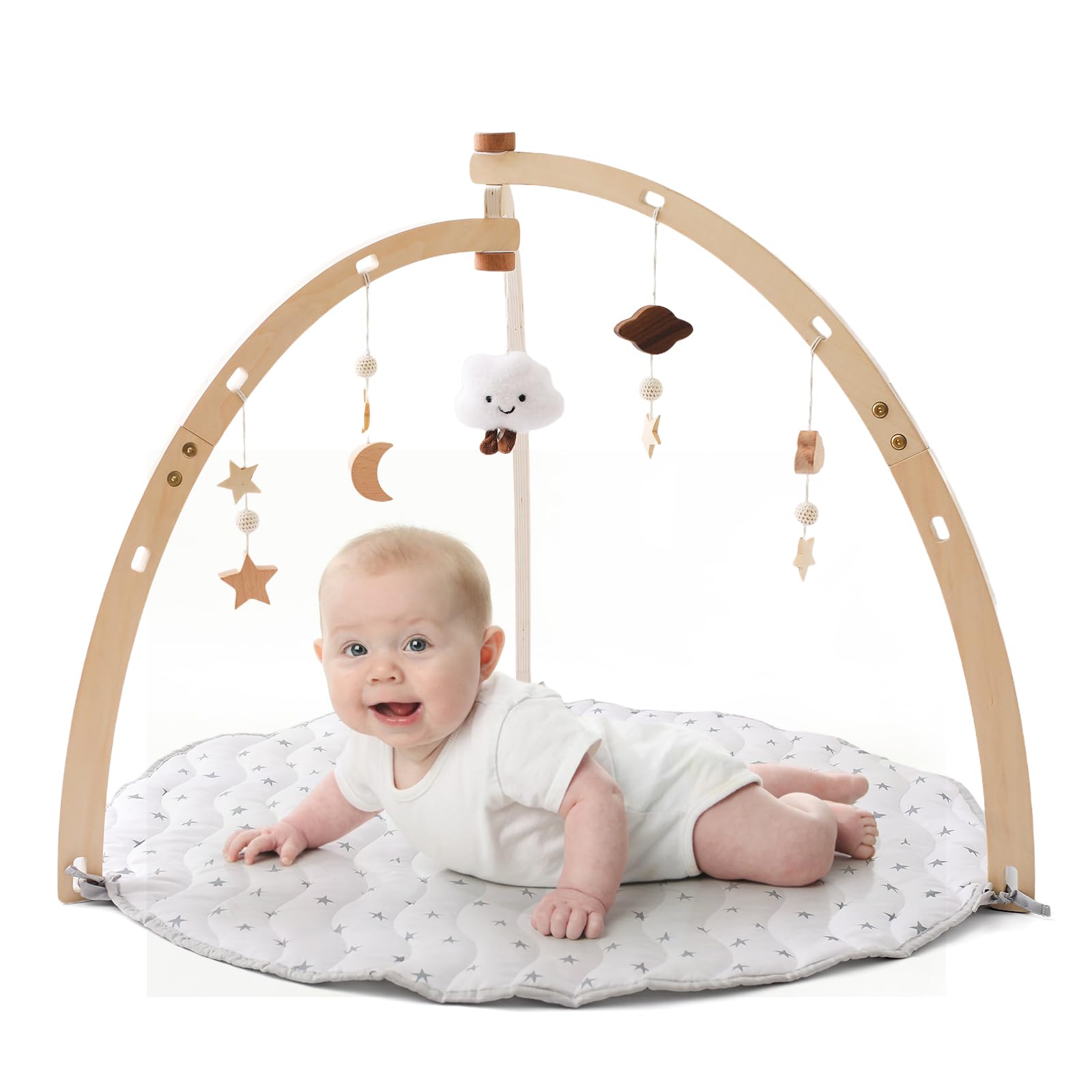 Promise Babe juega con la madera del bebé del arco y la manta del bebé, Nature Wood baby juega con el arco y Star Moon Cloud toy hanging Table cuna mantas del bebé y actividades juegan con el arco