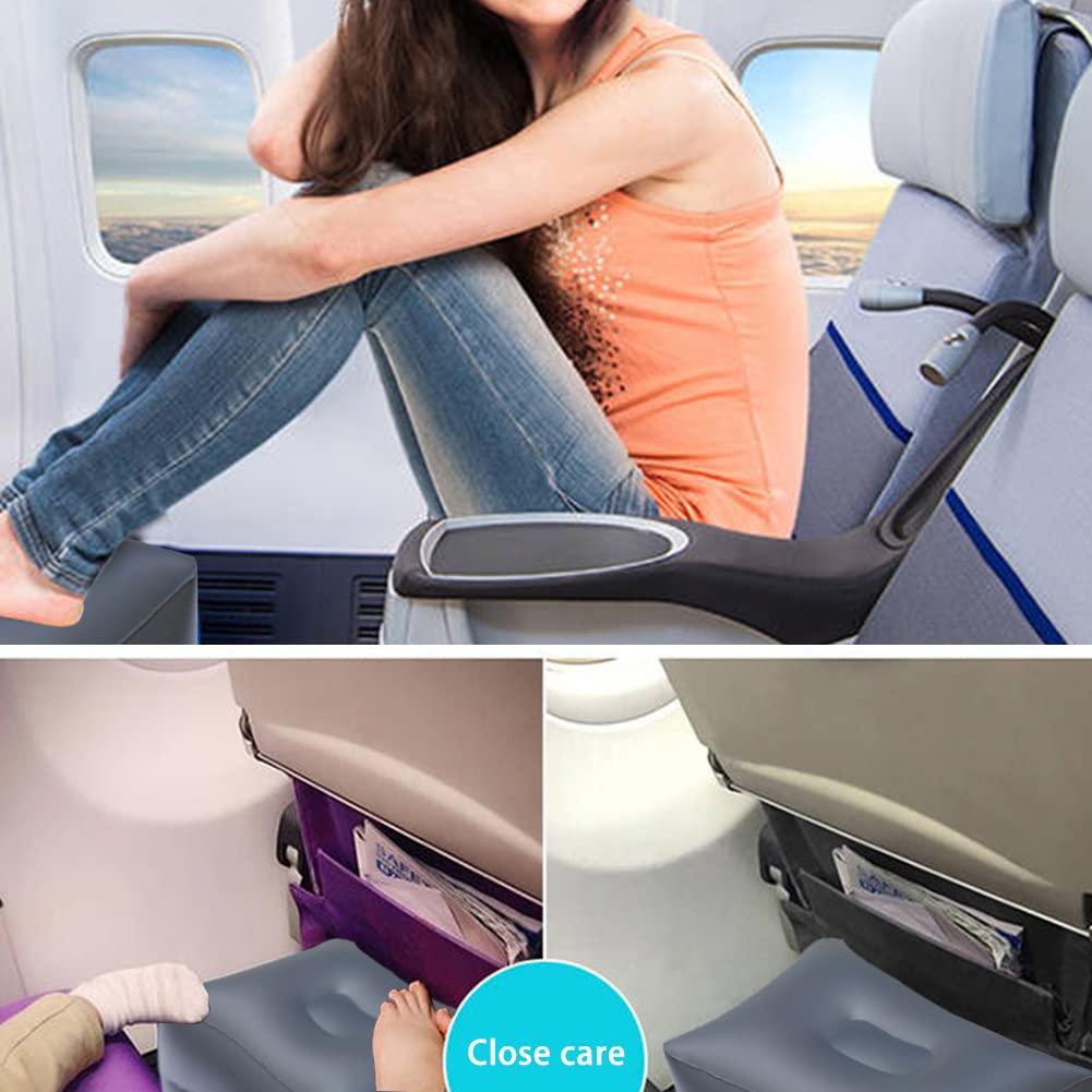 Reposapiés inflable para coche | Esenciales viaje para niños y adultos | Reposapiés viaje plegable y multifuncional y reposapiés para silla camping, elementos esenciales Teksome