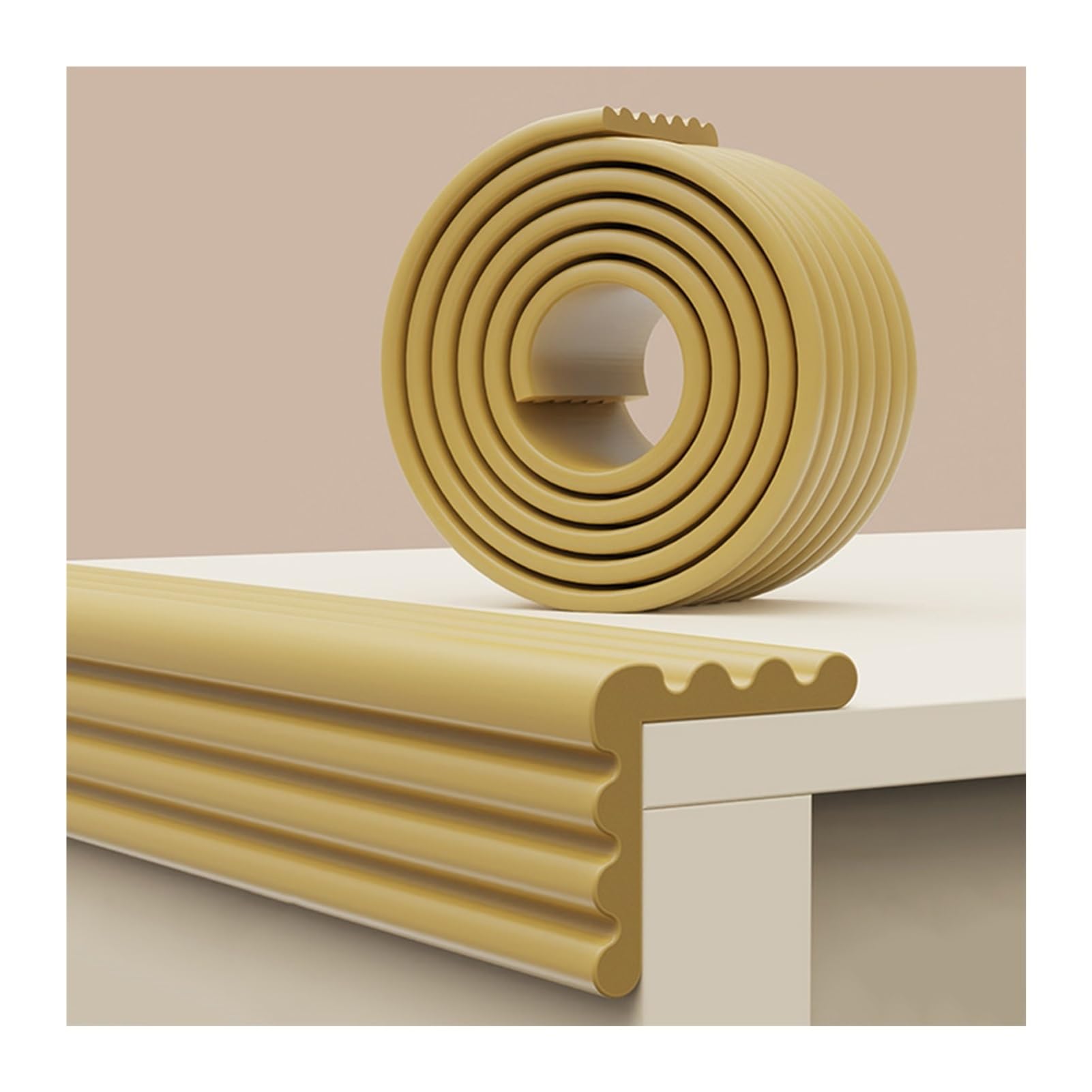 Protezioni per Bordi Autoadesive, Protezioni Angolari di Sicurezza in Morbida Schiuma, Striscia Paracolpi A Forma di W per Mobili E Scale,Wood Color-Length: 2 M