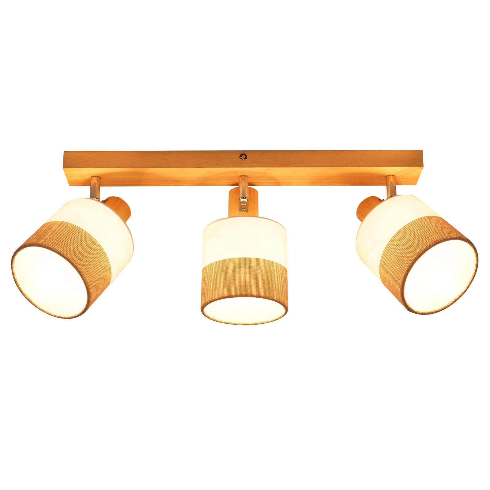 Glitzerlife Deckenstrahler 3 Flammig Deckenleuchte Holz Vintage E14 Retro Schwenkbar 350° Ohne Leuchtmittel