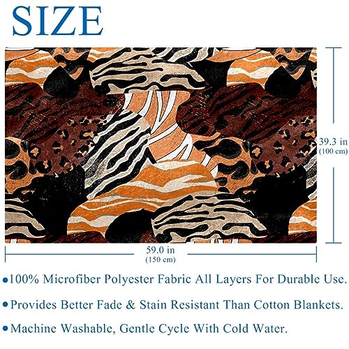 Plaid imprimé léopard et girafe 150x100 cm doux pour lit et canapé