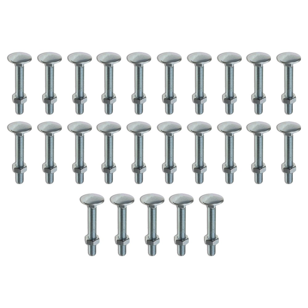 M8 x 200mm Cup Square Bolt & Hex Nut - 25 Pack