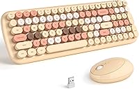 Vista 26 de MOFII Combo de teclado y mouse inalámbricos, teclado retro de tamaño completo con teclas redondas, diseño ergonómico para portátiles Windows 7, 8