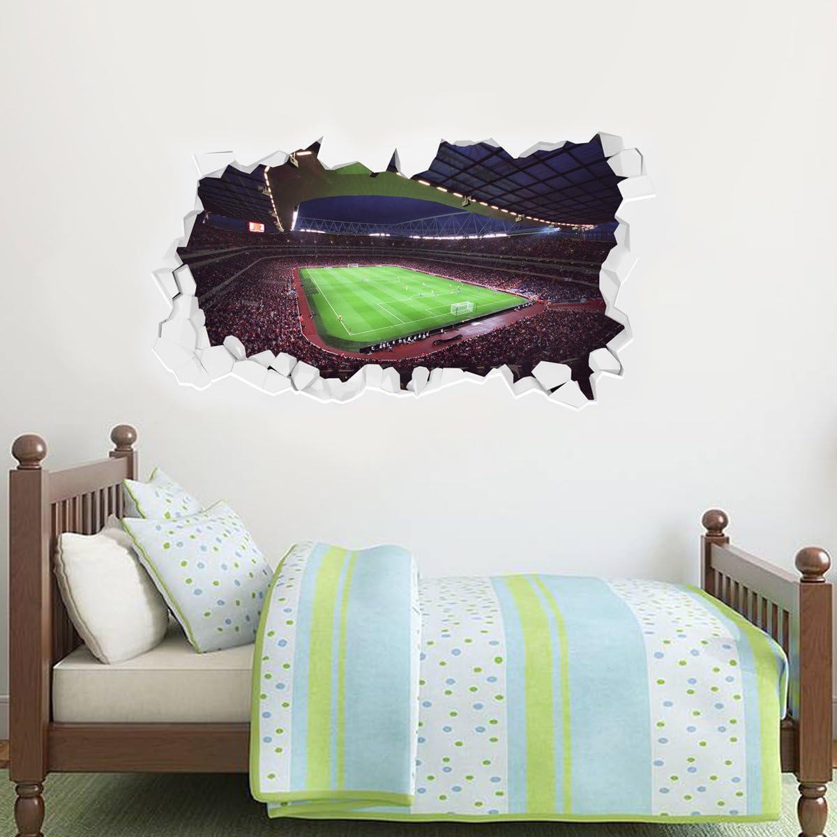 Beautiful Game Arsenal Football Club Official Emirates Stadium Inside Match Day Broken Wall Mural Sticker (120cm x 60cm)