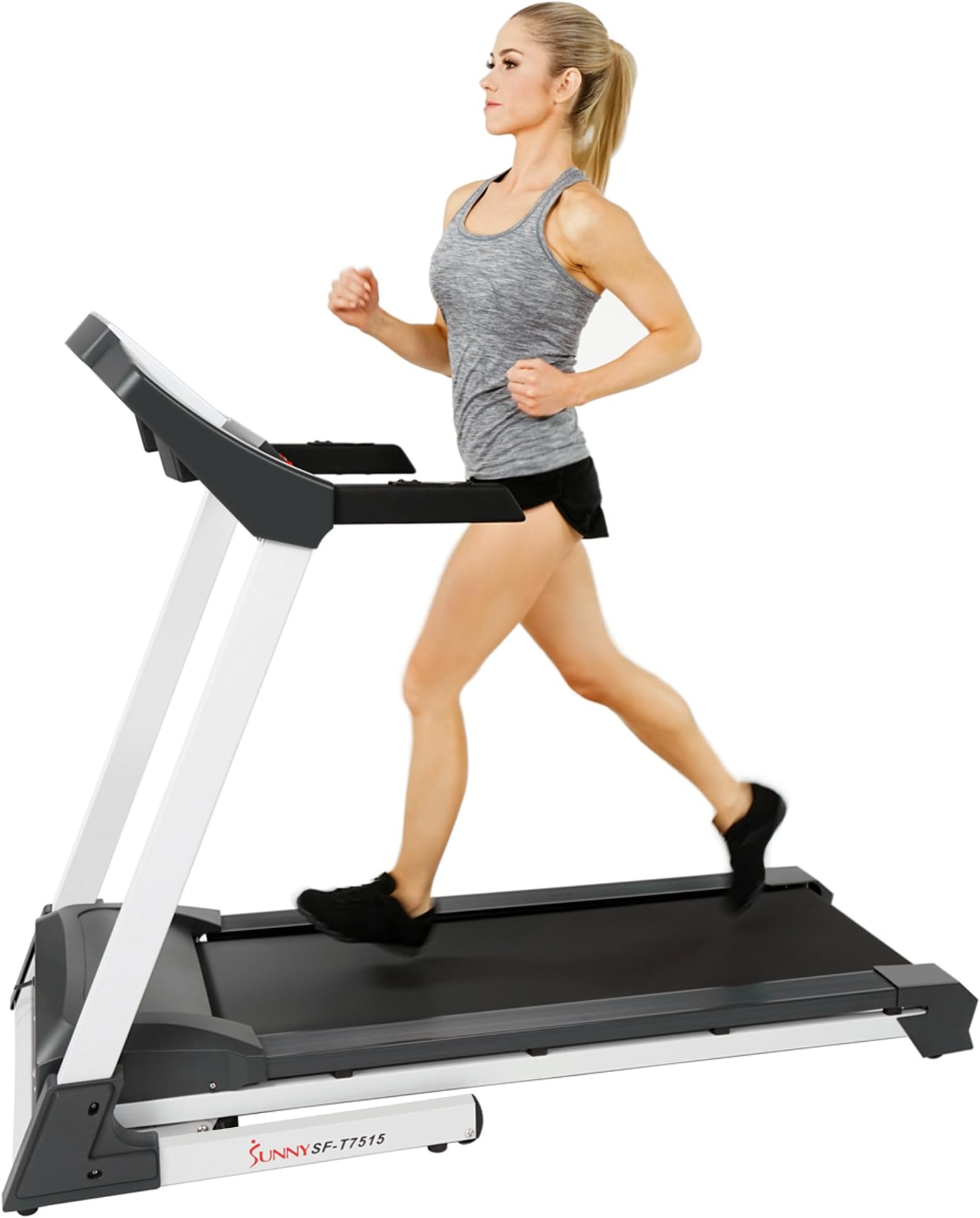 Sunny Health & Fitness SF-T7515 Smart Treadmill with Auto Incline, Speakers, Bluetooth, LCD and Pulse Monitor, Phone Function, 240 LB Max Weight