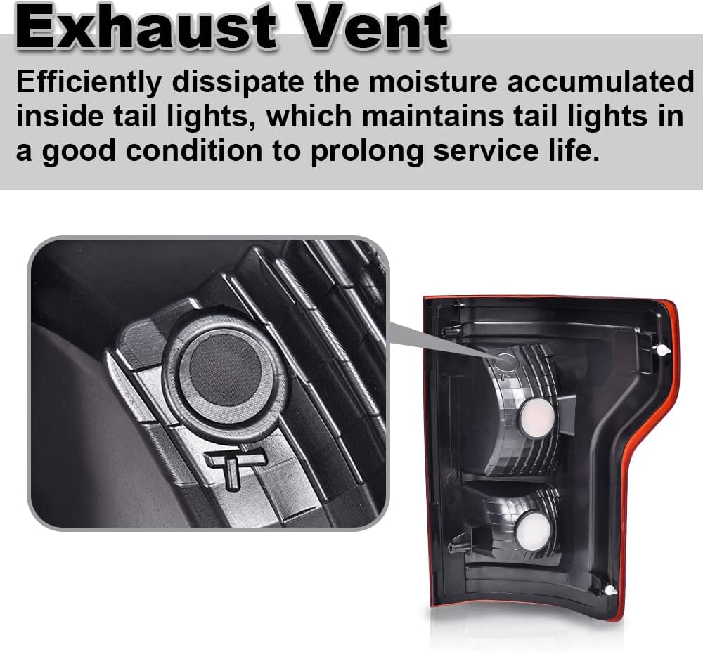 G-PLUS Tail Light Compatible with Ford F150 2015 2016 2017 Left Driver Side Taillamps Brakelights w/bulb Halogen Red lens FL3Z13405A-PFM FL3Z13404A-PFM FO2800239C FO2801239C Luces TraserasAssembly