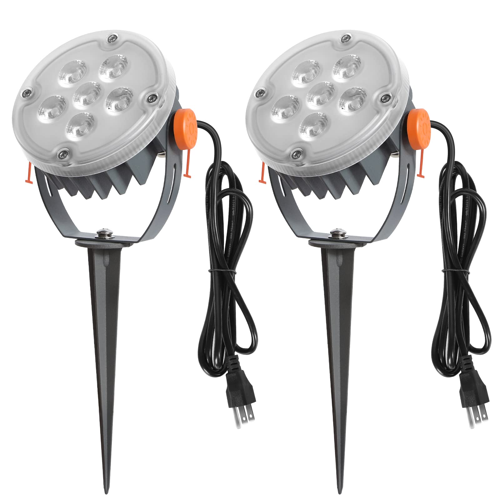 Outside Lights for Yard Spotlight Outdoor Plug in Light, 2 Pack Ultra Bright 6W Led Low Voltage Landscape Lighting IP65 Waterproof 3200K Cool White Garden Lights Outdoor Uplights for House Pathway