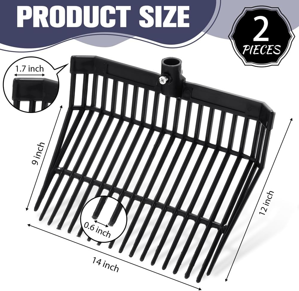 Manure Fork Replacement Head, Pitchfork Head, Horse Manure Rake, for Picking Up Manure, Stable Waste Removal Easy to Use,Black,2Pcs