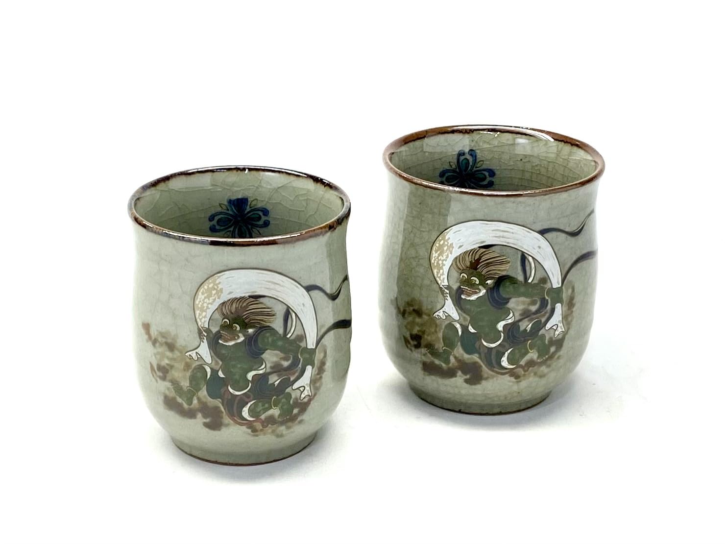 ??? Kutani Hyakkaen Couple Tea Cup Fuzin Raishin