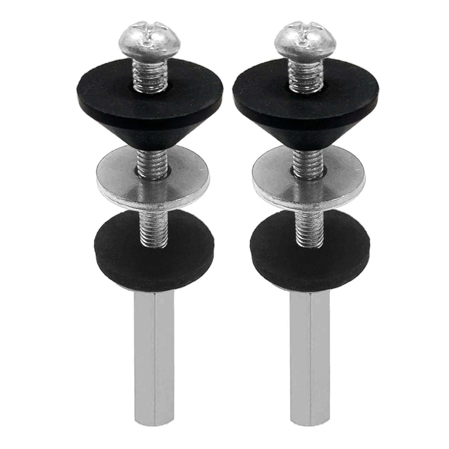 2 Pack Toilet Seat Screws,Toilet Bolts,Universal Toilet Gasket Replacement Kit,Stainless Heavy Duty Toilet Bolts Gaskets Kits for Toilet Seat Bolts and Seat Screws(Silver)