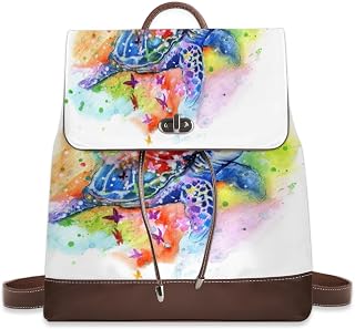 Women Bags Backpack PU Leather Zipper Bags Casual Backpacks Shoulder Bags Purse for Women Fashion Designer Ladies Shoulder Bags Travel Backpack(Colorful Sea Turtle), Colorful Sea Turtle