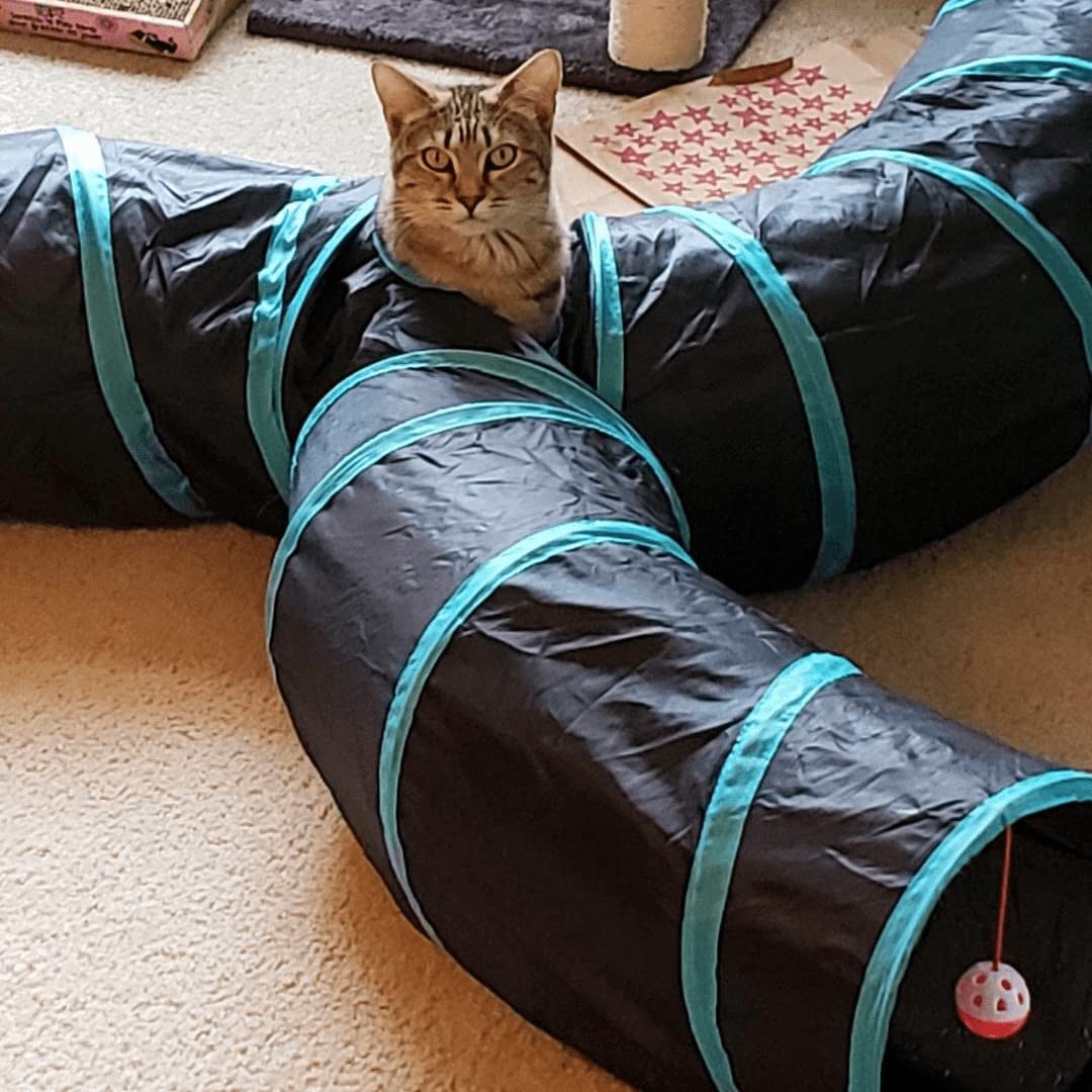 Katzentunnel, Haustier Frettchen Kaninchen Kaninchen Tunnel Röhren U-Bahn Lebensräume S-Stil DIY Katze Peekaboo Labyrinth Haus Zelt Bett Kätzchen Interaktives Spielzeug (S-Typ:3-Wege-Rohre)