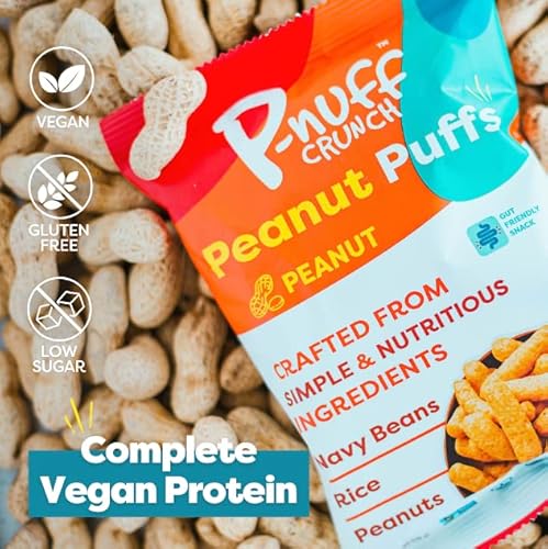 P-Nuff Crunch Roasted Peanut Puffs – Shark Tank, Healthy Snacks, Keto, Gluten Free, 20G Vegan Protein Per Bag, Gut Health, Low Fodmap, Fit Snacks, For Adults And Kids – 4Oz Bag, 6-Pack #TOP4