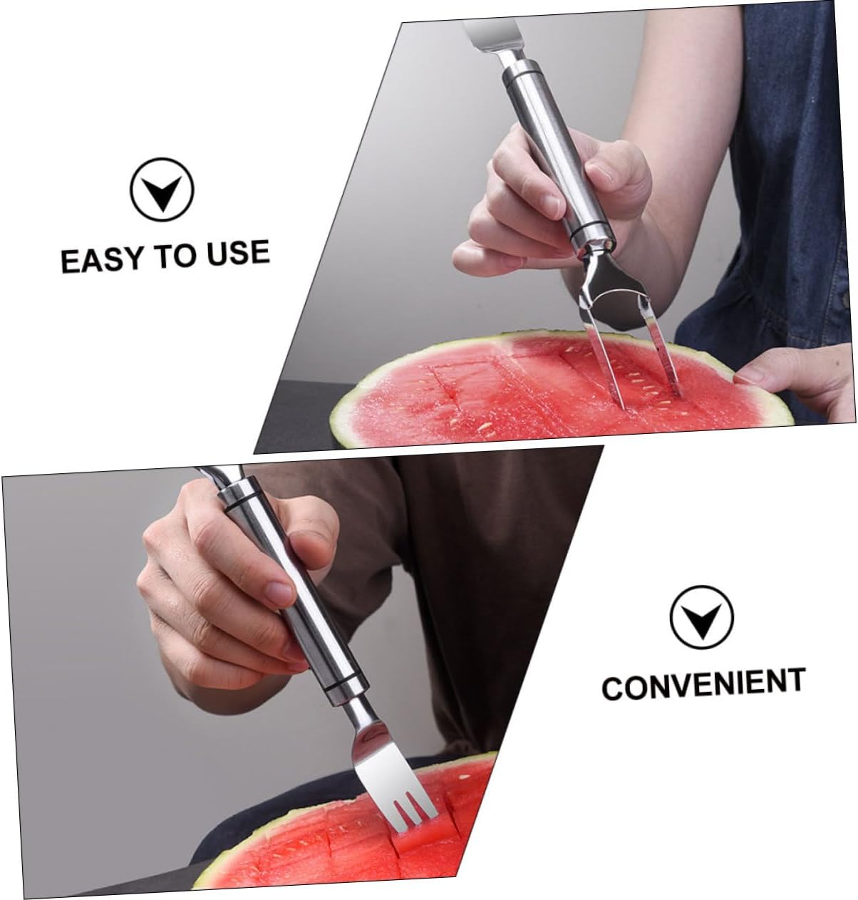 GLEAVI Watermelon Slicer Cutter with Fork Melon Cutting Tool for Easy Serving Portable and Lightweight Fruit Slicer for Home Camping and Parties