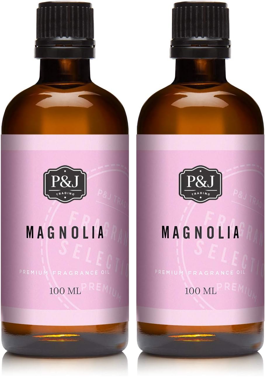 P&amp;J Fragrance Oil | Magnolia Oil 100ml - Candle Scents for Candle Making, Freshie, Soap Making Supplies, Diffuser Oil Scents (Pack of 2)