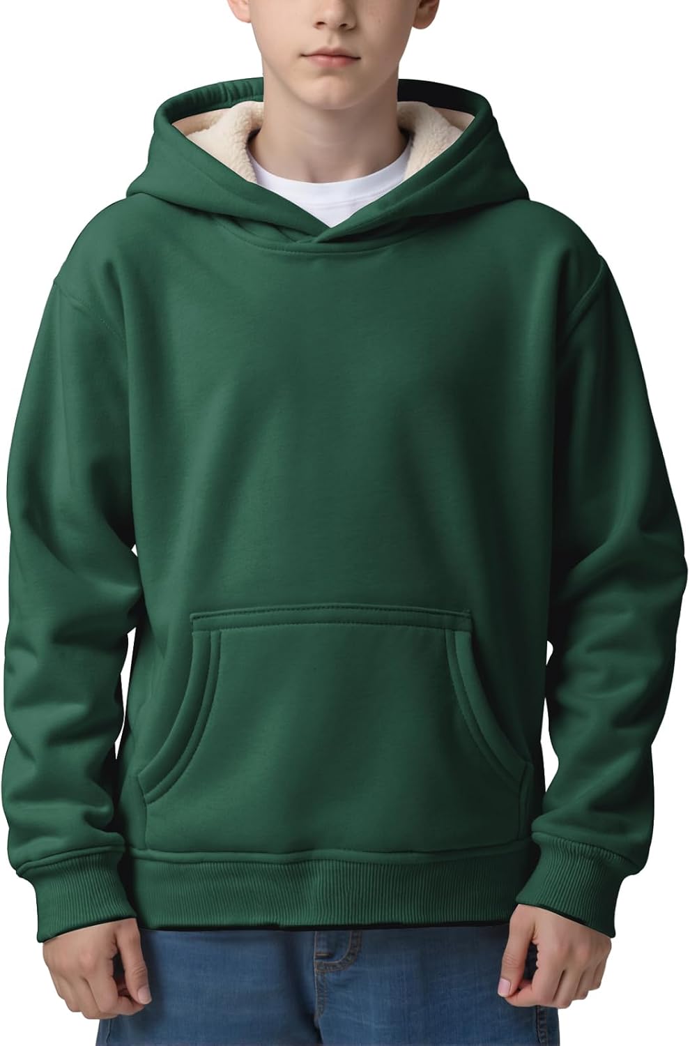 Spring&Gege Boys Girls Fleece Sherpa Lined Hoodie Kids Winter Warm Pullover Hooded Sweatshirts - Image 2