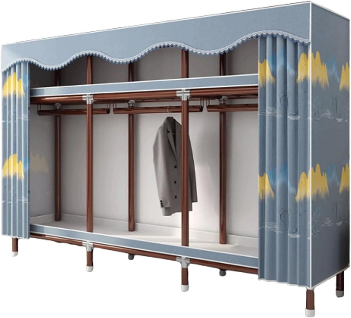 Portable Closet Portable Wardrobe Closet Steel Removable Clothes Closet 150cm /177cm /200cm Foldable Wardrobe for Bedroom Hanging Closet Spacious