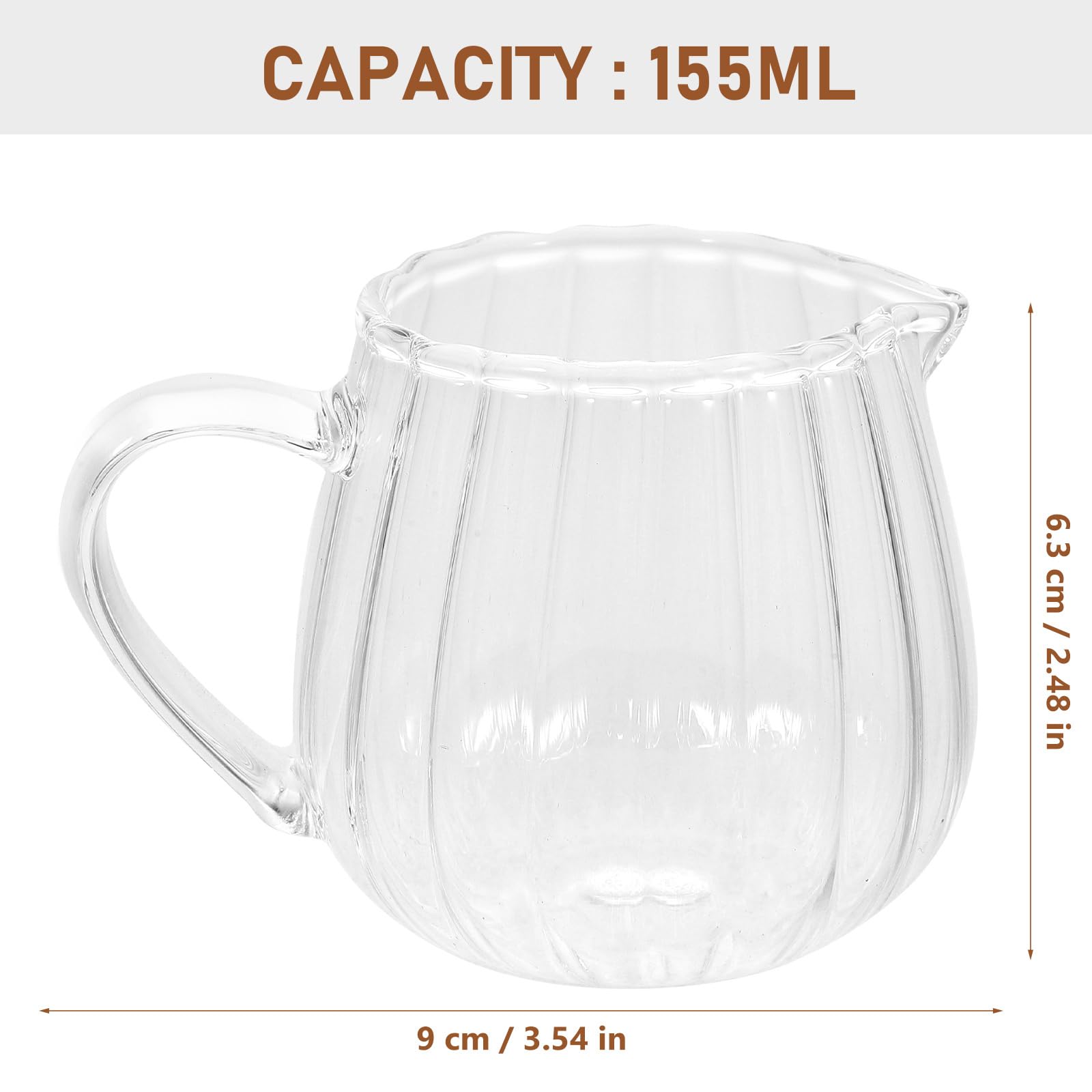 Hemoton Glass Creamer Pitcher with Handle Elegant Wave Shaped Crystal Glass Creamer Coffee Pitcher Serving Pitcher Sauce Pitcher Milk Creamer Jug for Kitchen 155ml/5 OZ