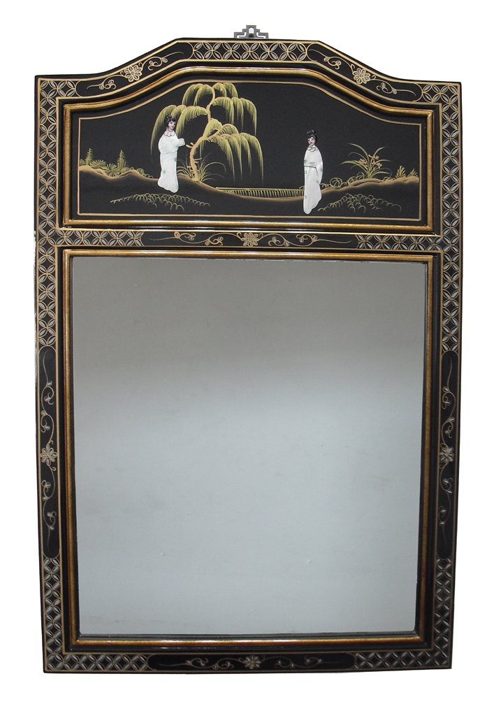 China warehouse direct Mother of Pearl Rectangular Mirror, Oriental Chinese Furniture