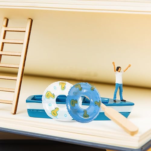 Miniatura 4 de Gadpiparty 5 piezas de mini anillos de natación con patrón de casa de muñecas, anillos de natación para piscina, piscina, flotador, anillos de