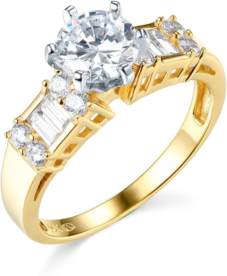 14k White Gold Wedding Engagement Ring and Wedding Band 2 Piece Set