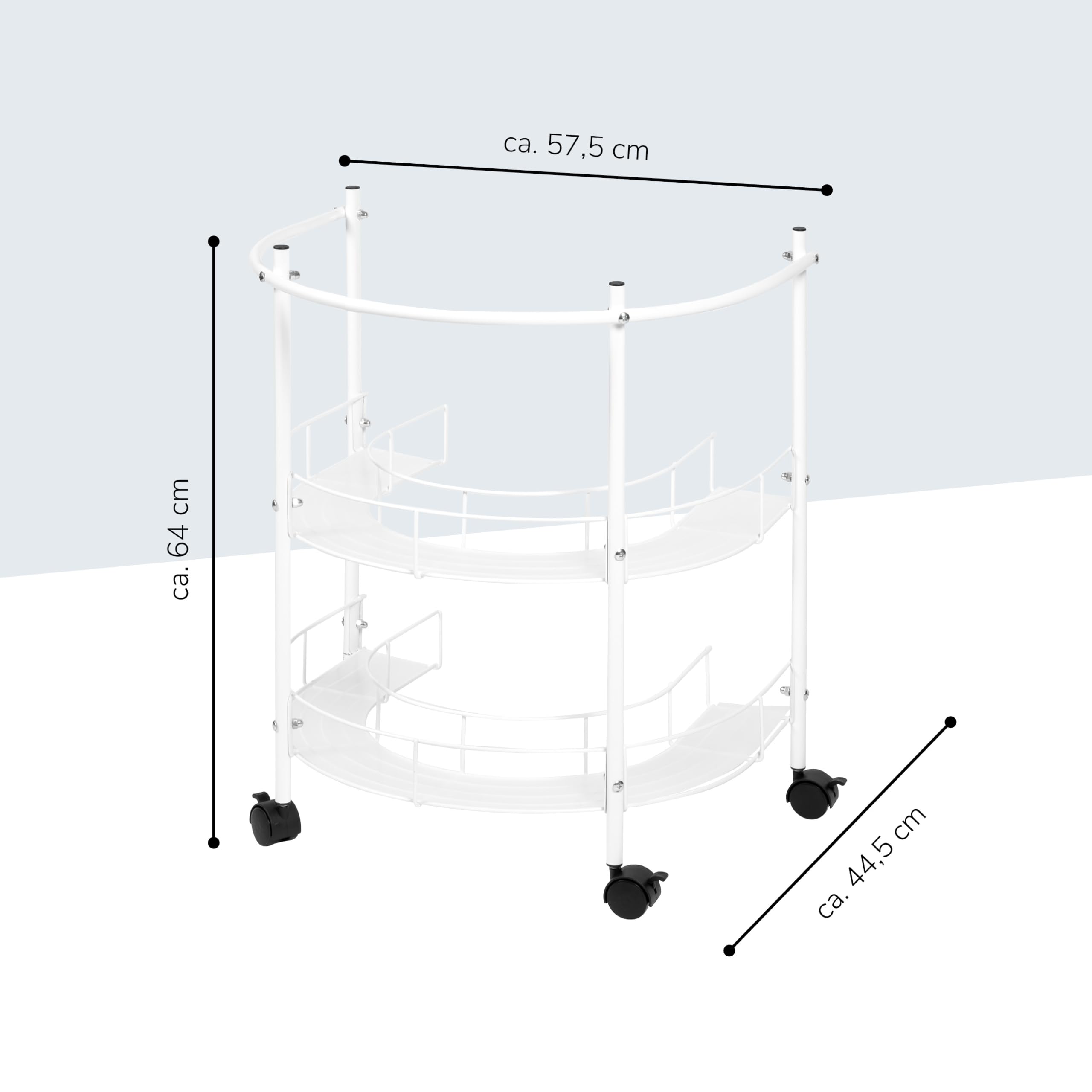 eluno Estantería inferior para lavabo con 2 estantes y 4 ruedas con bloqueo, ideal como toallero, armario para debajo del lavabo para utensilios de baño, de metal blanco