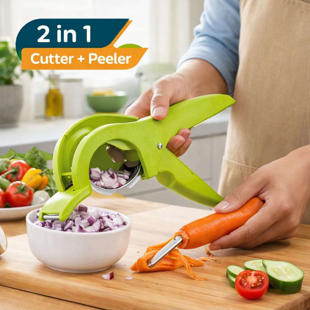 Plastic Multi Veg Cutter With Peeler 5 Layer Stainless Steel Blade 2 In 1 Vegetable Cutter Food Cutter Mirchi Cutter With Lock System For Vegetable And Fruit Cutter