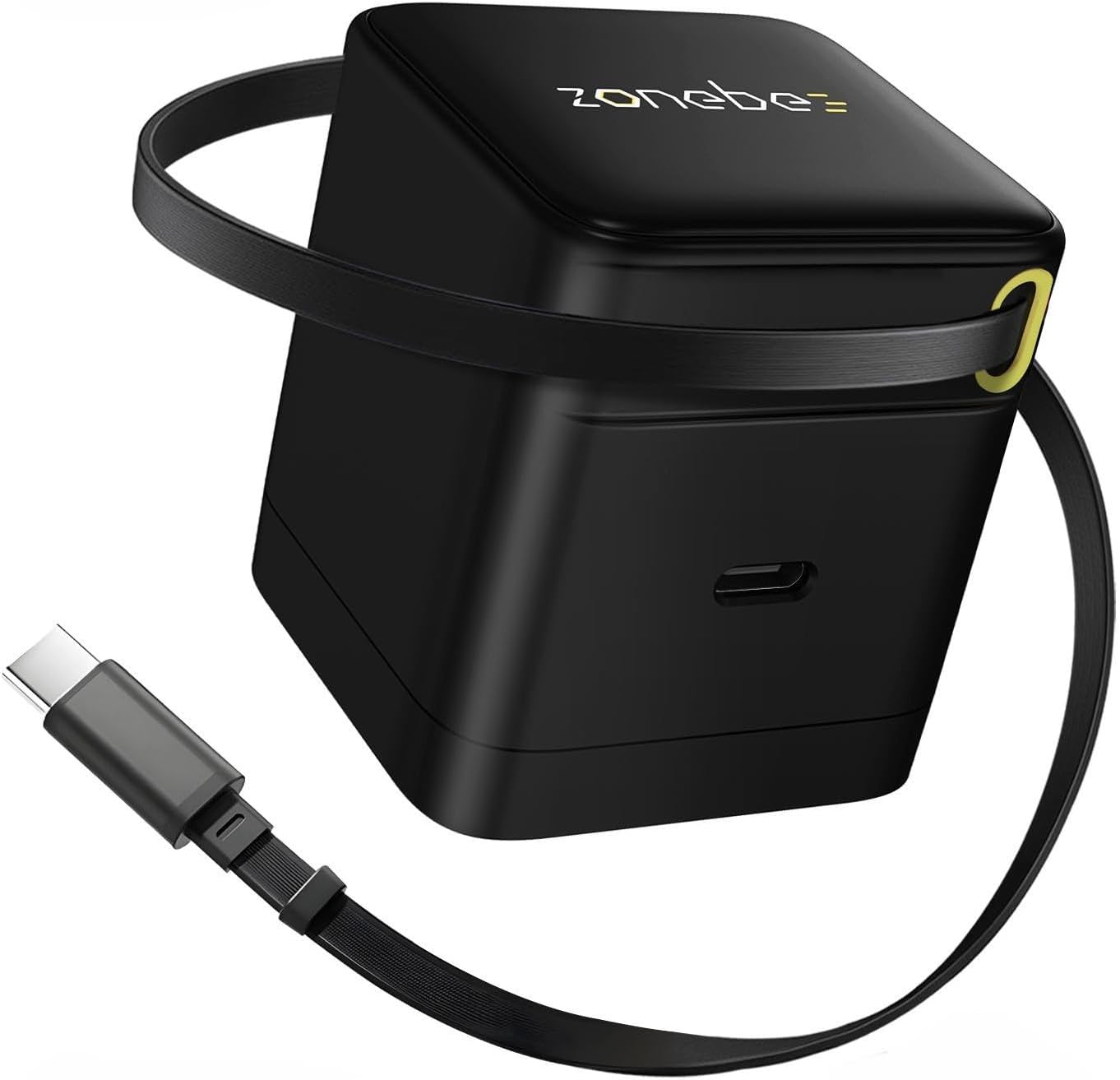 65W GaN Charger with Retractable Cable and Dual USB-C Ports