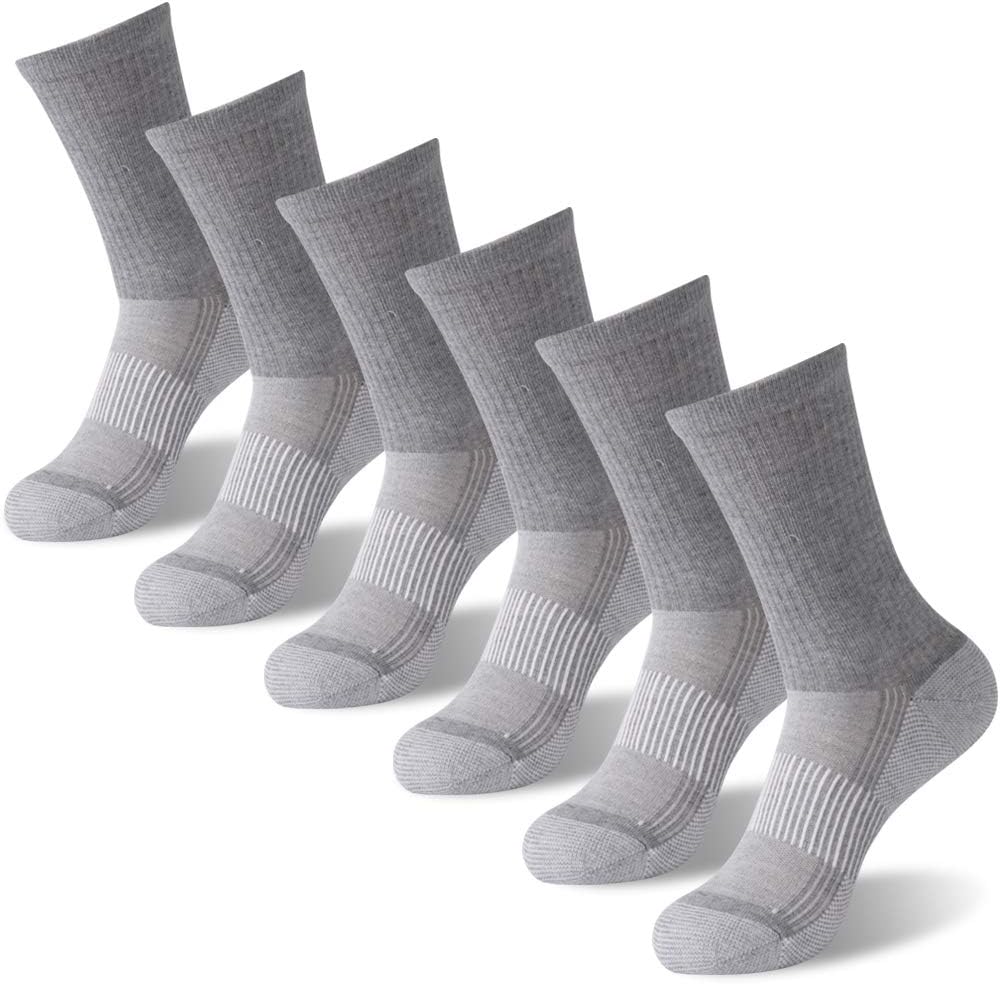 FOOTPLUS Hiking Copper Compression Socks,Unisex Cushioned Sole Arch Support Athletic Crew Running Socks